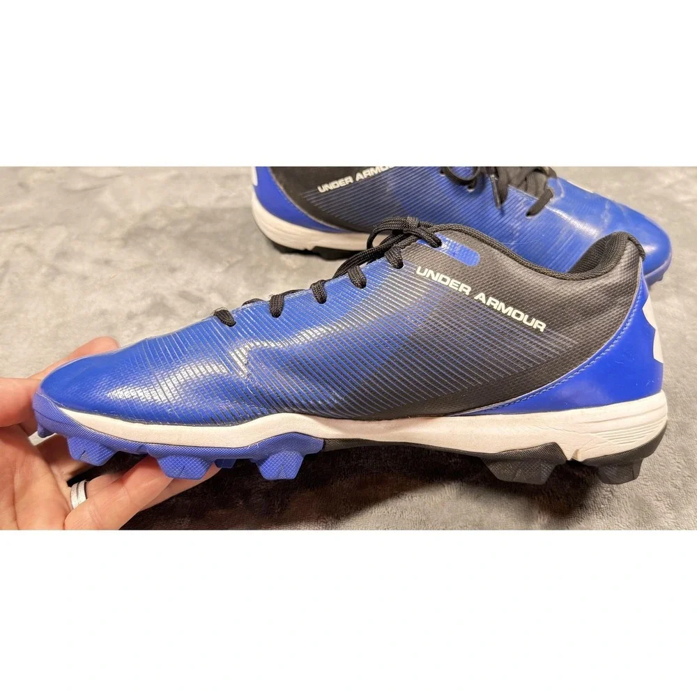 Under‎ Armour Molded Cleats Shoes Mens Size 9 Blue Black Baseball 1297317-001
